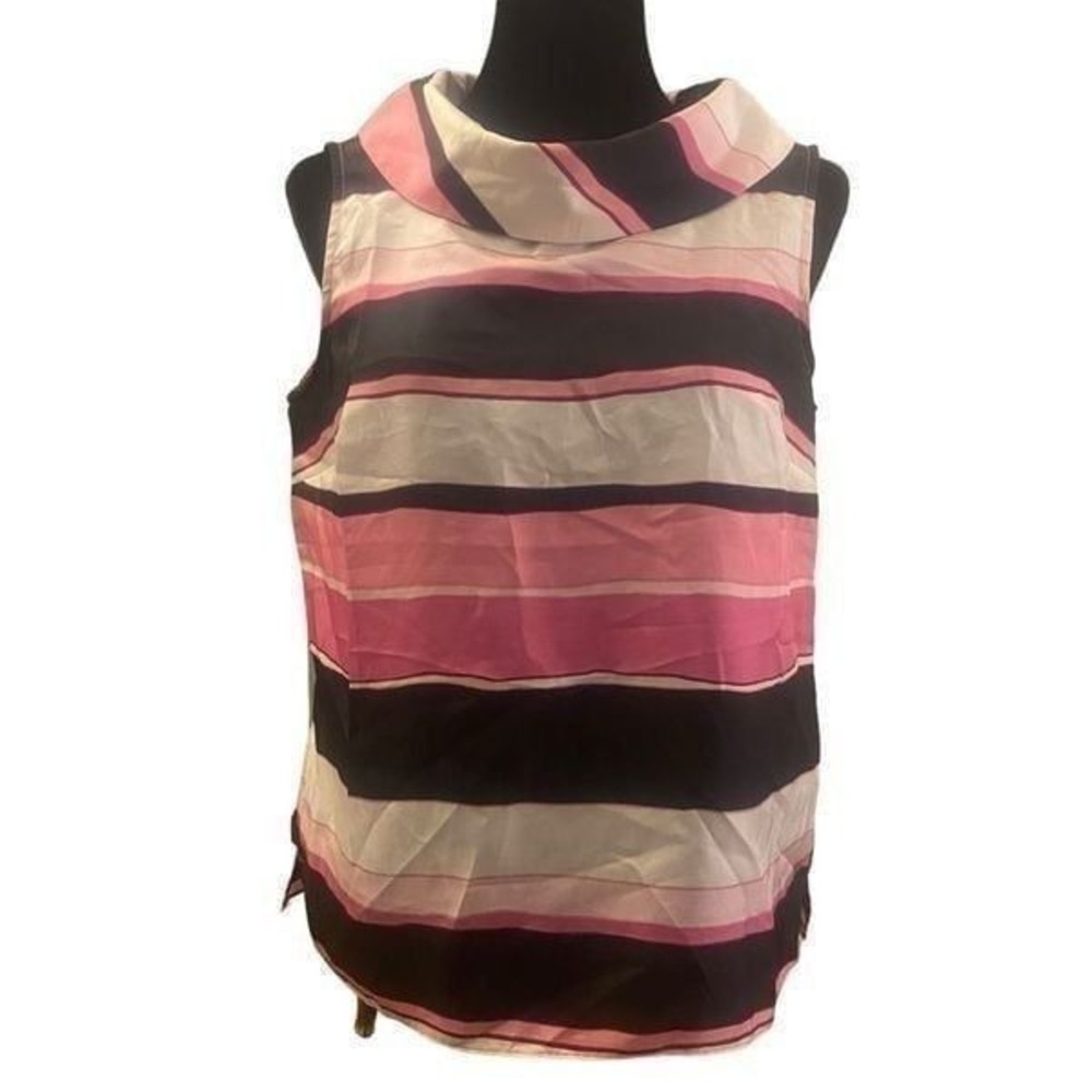 Talbots Pink and Black Sleeveless Top Size 8‎ NWT